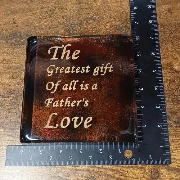 Vintage 6x6" Paperweight, 3lbs, The Greatest Gift Of All Is A Father's Love, Dad - Picture 2 of 4